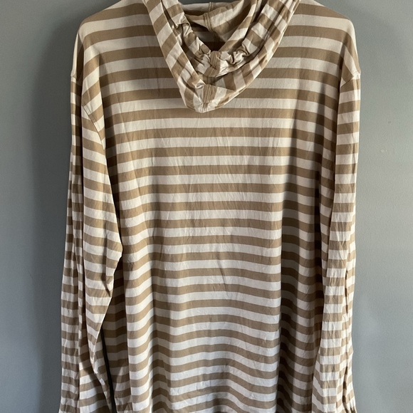 Lacoste Men's Tan Striped Hoodie Shirt - Picture 2 of 3